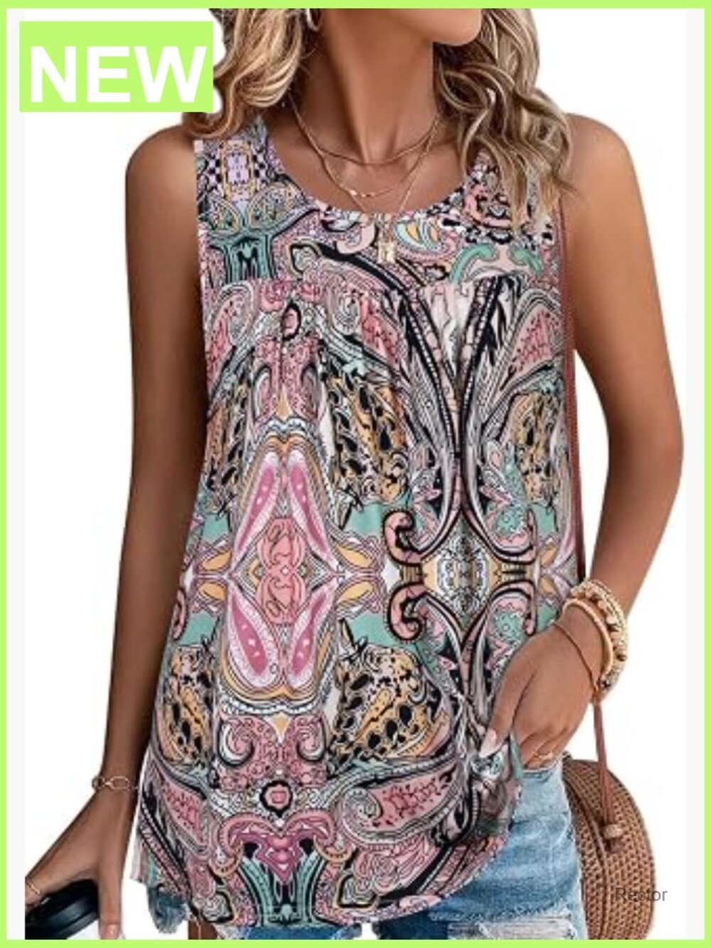 Sleeveless Tank Top Loose Fit Tunic Blouse Summer
